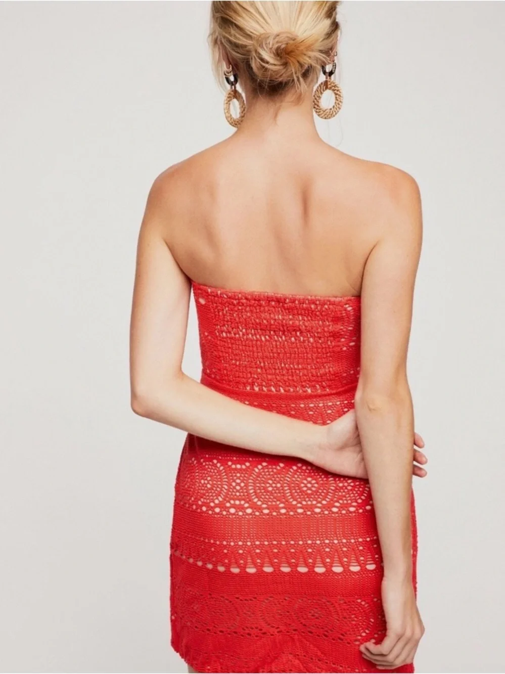Free People strapless crochet